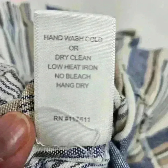 HAVE Blue Tan Stripe Paper Bag High Waist Shorts Elastic Waist Band Women Medium - Picture 6 of 6